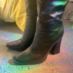 knee high faux leather boots